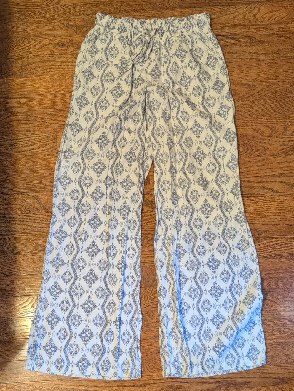 Rewash Spring Wide Leg Linen Printed Casual Beachy Pants